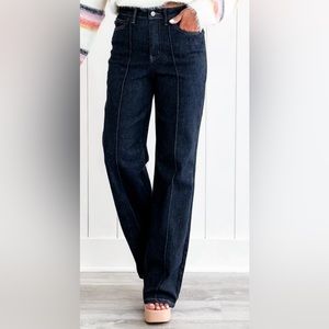 Judy Blue Dark Wash High Rise Front Seam Wide Leg Jeans NWT